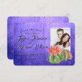 水彩多肉乳写真パープル保存日 招待状 (正面/裏面)