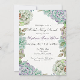 水彩多肉乳母のデイブランチ招待状 招待状