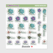 水彩多肉処理カスタム名ラベル |学校