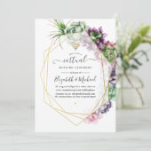 水彩多肉処理ジオメト結婚リの更新 招待状 (スタンド正面)