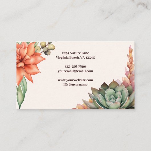 水彩多肉南西砂漠 名刺 (裏面)