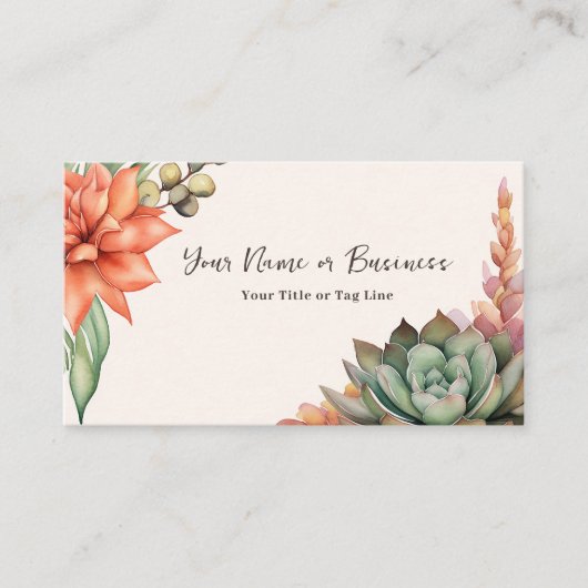 水彩多肉南西砂漠 名刺 (正面)