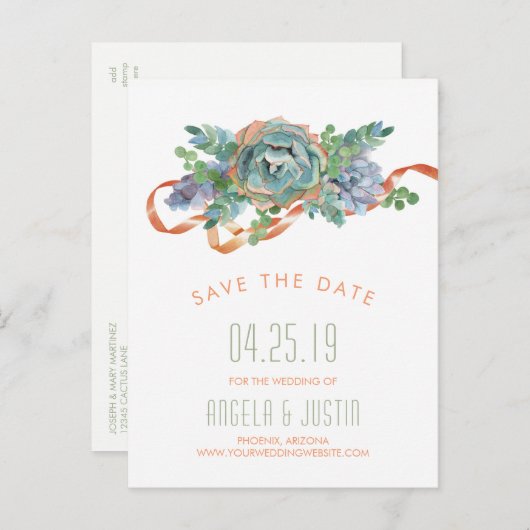 水彩多肉塊年代を保存2 案内ポストカード (正面/裏面)