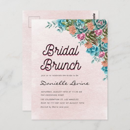 水彩多肉夏季ベビーシャワーへようこそ ポストカード (正面/裏面)