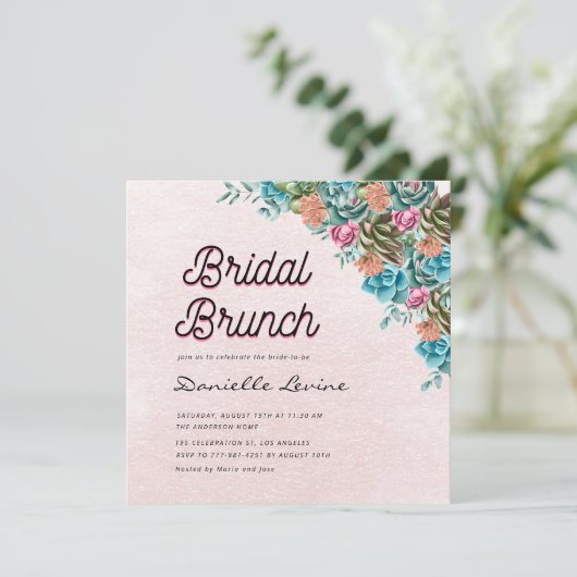 水彩多肉夏季ベビーシャワーへようこそ 招待状 (スタンド正面)