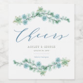 水彩多肉性ガーデンスタイリッシュズ結婚応援 ワインラベル (シングルラベル)