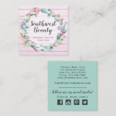 水彩多肉性サボテン&ウッド素朴ボヘミア スクエア名刺 (正面/裏面)