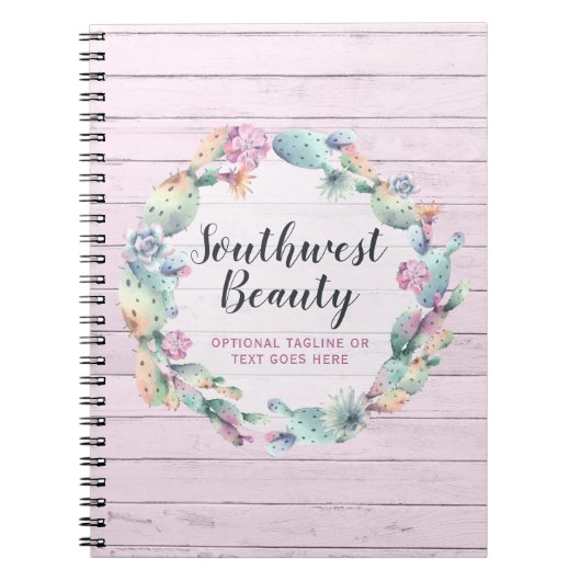 水彩多肉性サボテン&ウッド素朴ボヘミア ノートブック (正面)