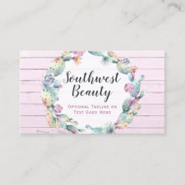 水彩多肉性サボテン&ウッド素朴ボヘミア 名刺