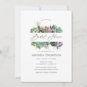 水彩多肉性ジオメトリックブライダルシャワー 招待状 (正面)