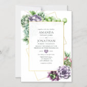 水彩多肉性ジオメト結婚リ マグネット招待状 (正面)