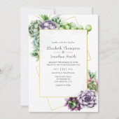 水彩多肉性ジオメト結婚リ 招待状 (正面)