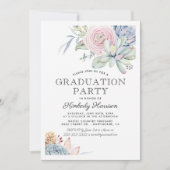 水彩多肉性フローラ卒業パーティー 招待状 (正面)