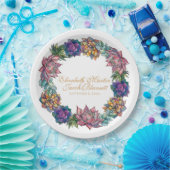 水彩多肉性リース結婚ズ ペーパープレート (パーティー)