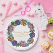 水彩多肉性リース結婚ズ ペーパープレート (パーティー)