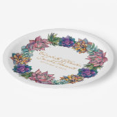 水彩多肉性リース結婚ズ ペーパープレート (アングル)