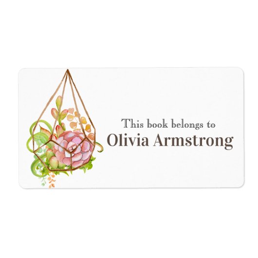 水彩多肉株パーソナライズされた本は ラベル (正面)