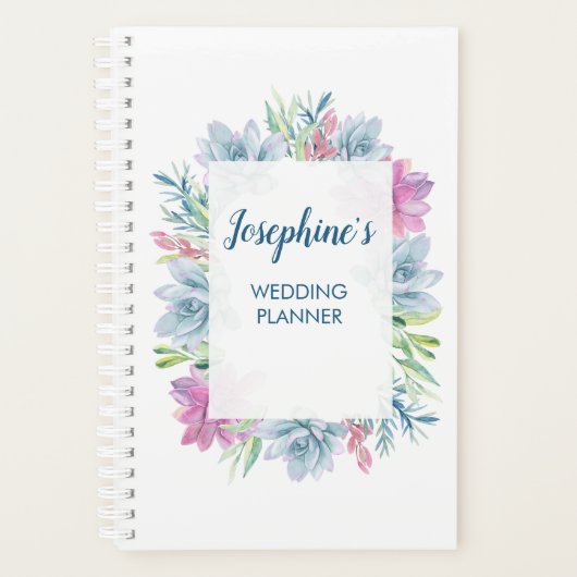 水彩多肉株パーソナライズされた プランナー手帳 (正面)