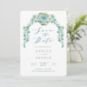 水彩多肉株庭園の結婚式保存日 招待状 (スタンド正面)