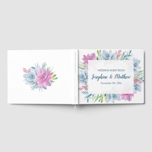 水彩多肉株結婚の ゲストブック (全面)