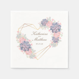 水彩多肉株結婚の スタンダードカクテルナプキン