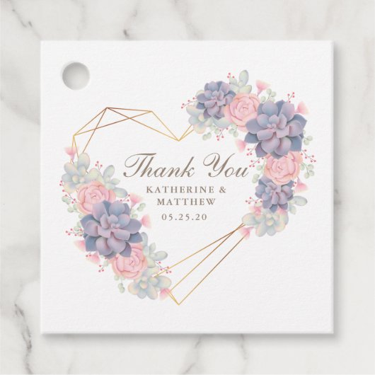 水彩多肉株結婚の フェイバータグ (正面)