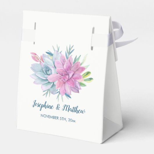 水彩多肉株結婚の フェイバーボックス (裏面サイド)