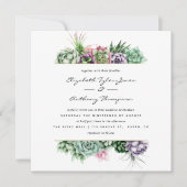 水彩多肉株結婚の 招待状 (正面)