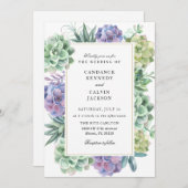 水彩多肉株結婚の 招待状 (正面/裏面)