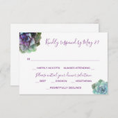 水彩多肉株結婚式招待状RSVPカード 出欠カード (正面/裏面)