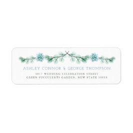 水彩多肉栽培ガーデン夏結婚の住所 ラベル