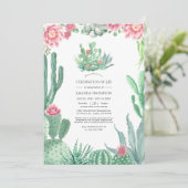 水彩多肉植物お祝いの写真 招待状 (スタンド正面)