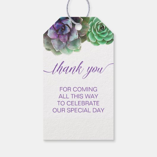 水彩多肉植物は愛を成長させるメッセージカード ギフトタグ (裏面)