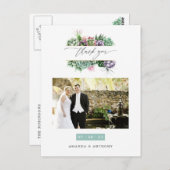 水彩多肉植物ウェディング写真お礼 ポストカード (正面/裏面)