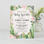 水彩多肉植物ベイビーシャワー招待状 招待状 (スタンド正面)