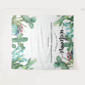 水彩多肉植物仙人掌婚礼背景 タペストリー (正面(横))