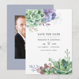 水彩多肉植物仙人掌 ウェディングフォト セーブザデート