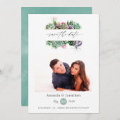 水彩多肉植物写真 ウェディング セーブザデート (正面/裏面)