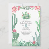 水彩多肉植物婚前シャワー 招待状 (正面)