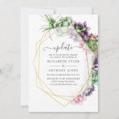 水彩多肉植物幾何学ウェディングアップデート 招待状 (正面)