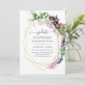 水彩多肉植物幾何学ウェディングアップデート 招待状 (スタンド正面)