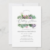 水彩多肉植物幾何学ウェディングシャワー 招待状 (正面)