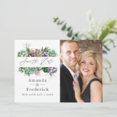 水彩多肉植物幾何学ウェディング セーブザデート (スタンド正面)