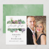 水彩多肉植物幾何学ウェディング セーブザデート (正面/裏面)