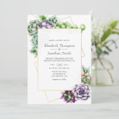 水彩多肉植物幾何学ウェディング 招待状 (スタンド正面)