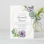 水彩多肉植物幾何学リハーサルディナー 招待状 (スタンド正面)