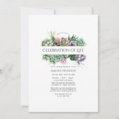 水彩多肉植物幾何学的人生祝祭 招待状 (正面)