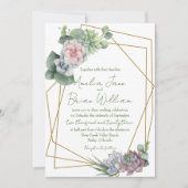 水彩多肉植物結婚の 招待状 (正面)