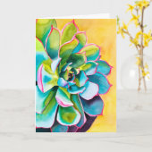 水彩多肉植物 カード (黄色い花)