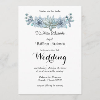 水彩多肉植物&フラワー結婚式招待状 招待状